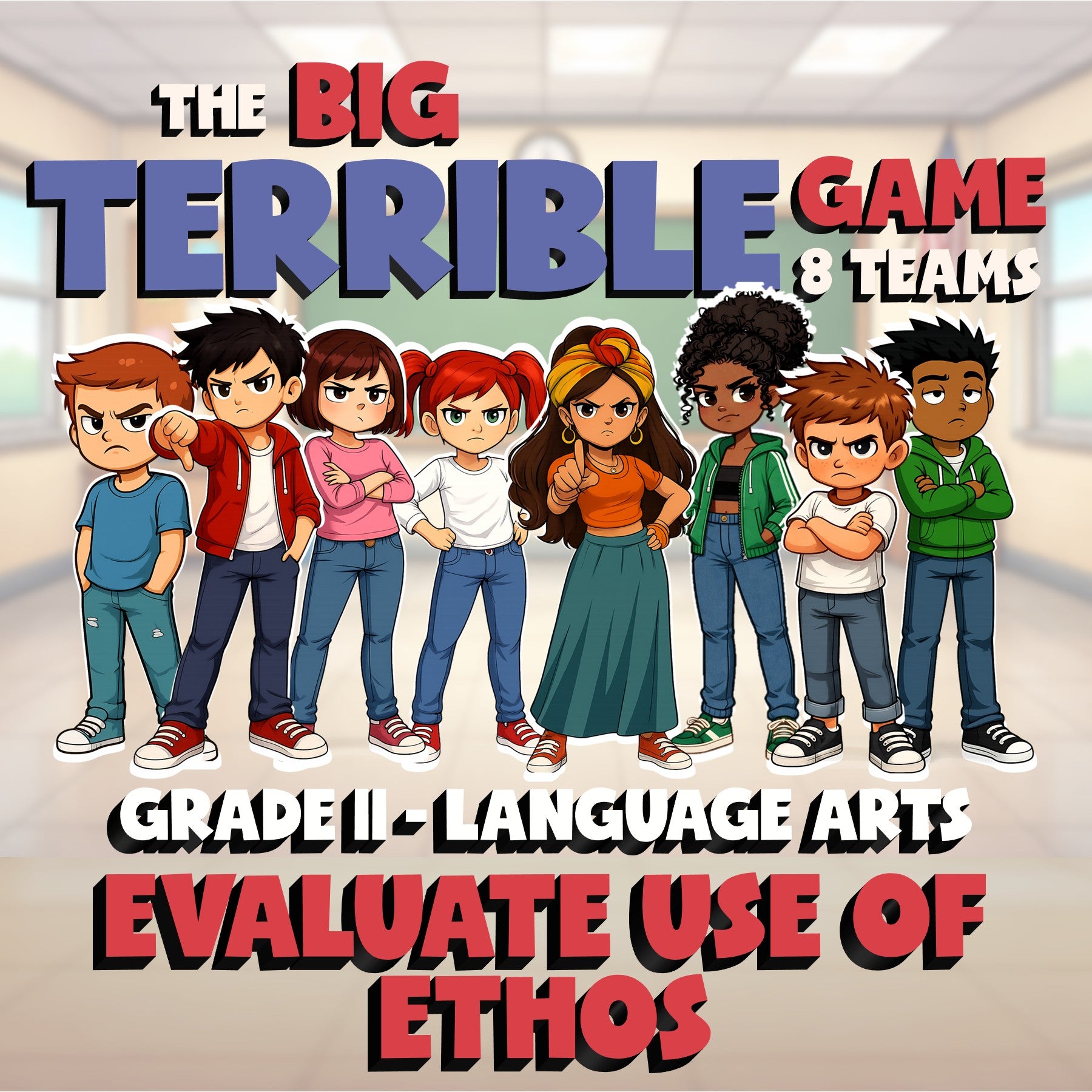 Evaluate Use of Ethos BIG TERRIBLE GAME - No Prep Grade 11 ELA Review Activity