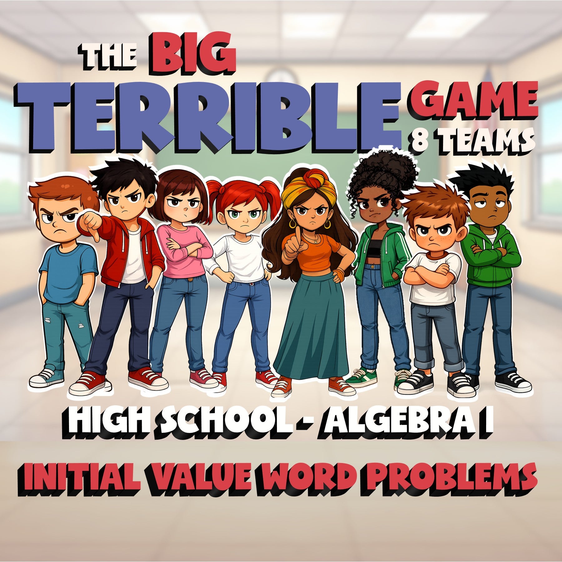 Initial Value Word Problems BIG TERRIBLE GAME - No Prep Algebra 1 Math Review