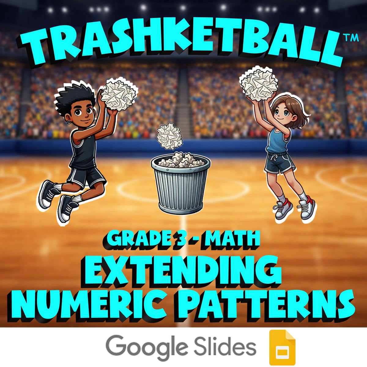 Extending Numeric Patterns TRASHKETBALL Math Game - No Prep Grade 3 Review