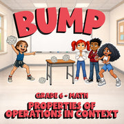 Properties of Operations in Context BUMP Math Game - No Prep Grade 6 Review