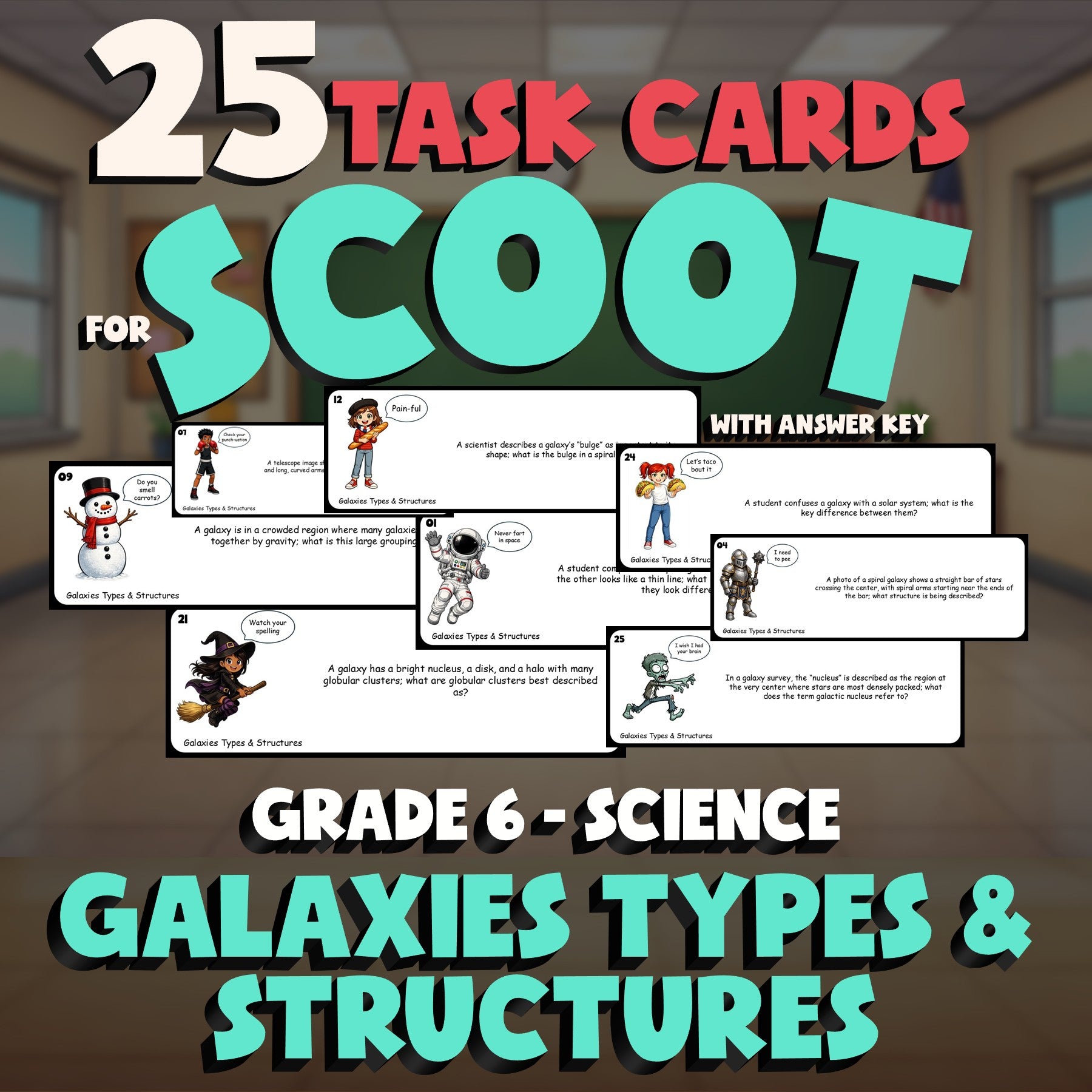 Galaxies Types & Structures SCOOT TASK CARDS Science Game - No Prep Grade 6
