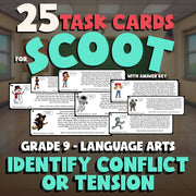 Identify Conflict or Tension SCOOT TASK CARDS ELA Game - No Prep Grade 9 Review
