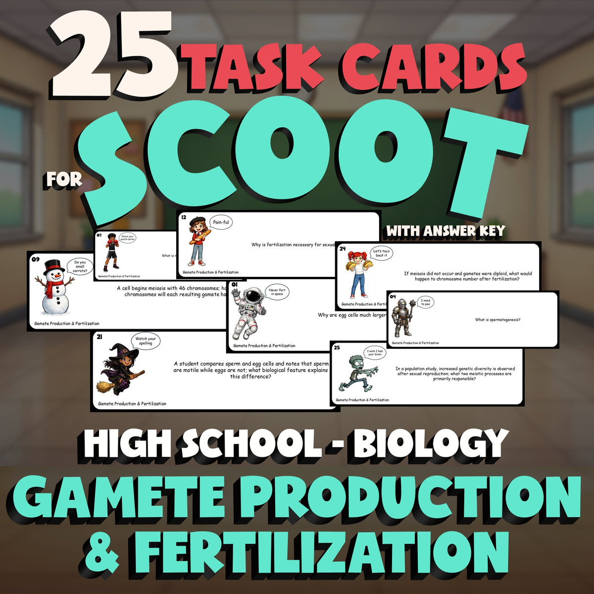 Gamete Production & Fertilization SCOOT TASK CARDS Science Game - Biology
