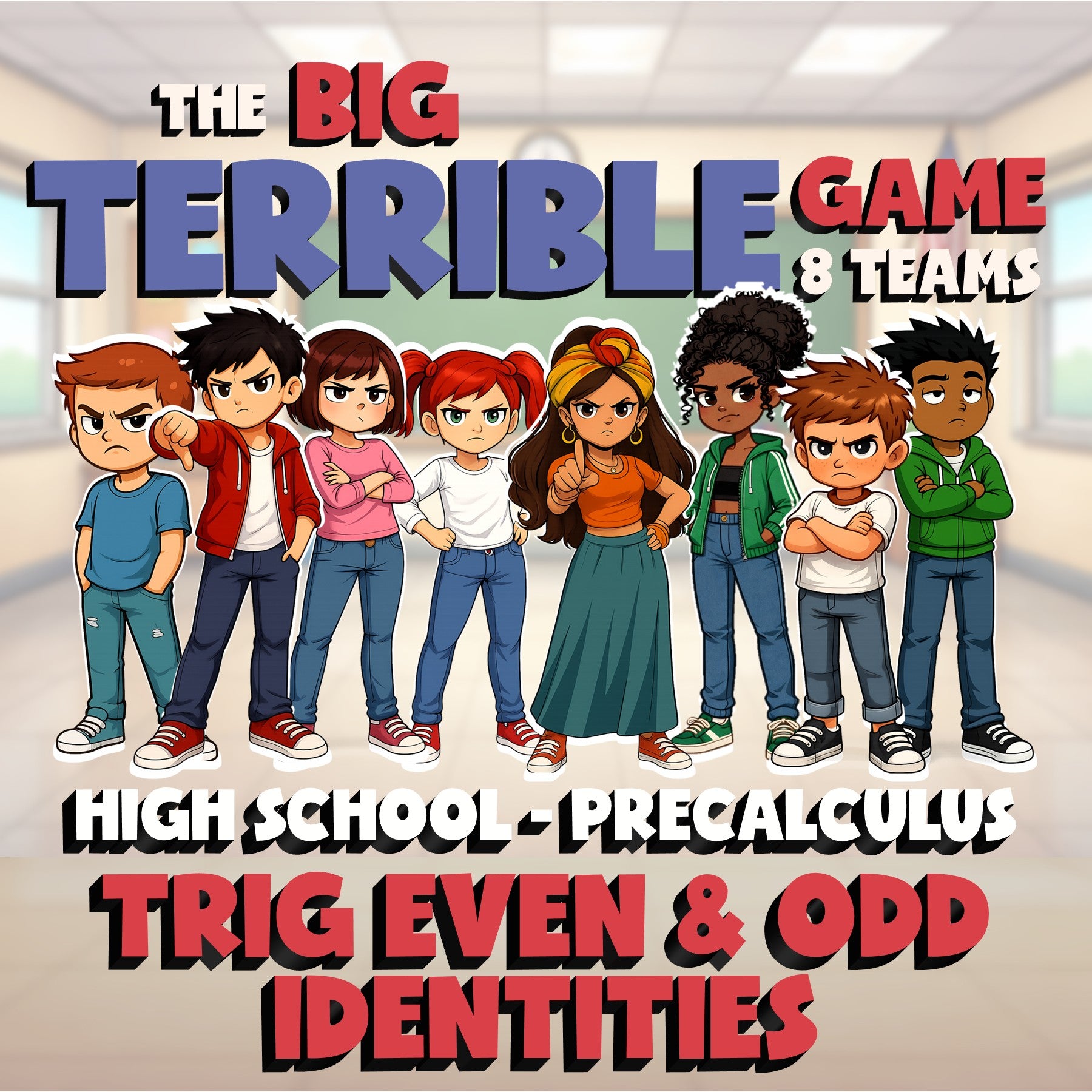 Trig Even & Odd Identities BIG TERRIBLE GAME - No Prep PreCalculus Math Review
