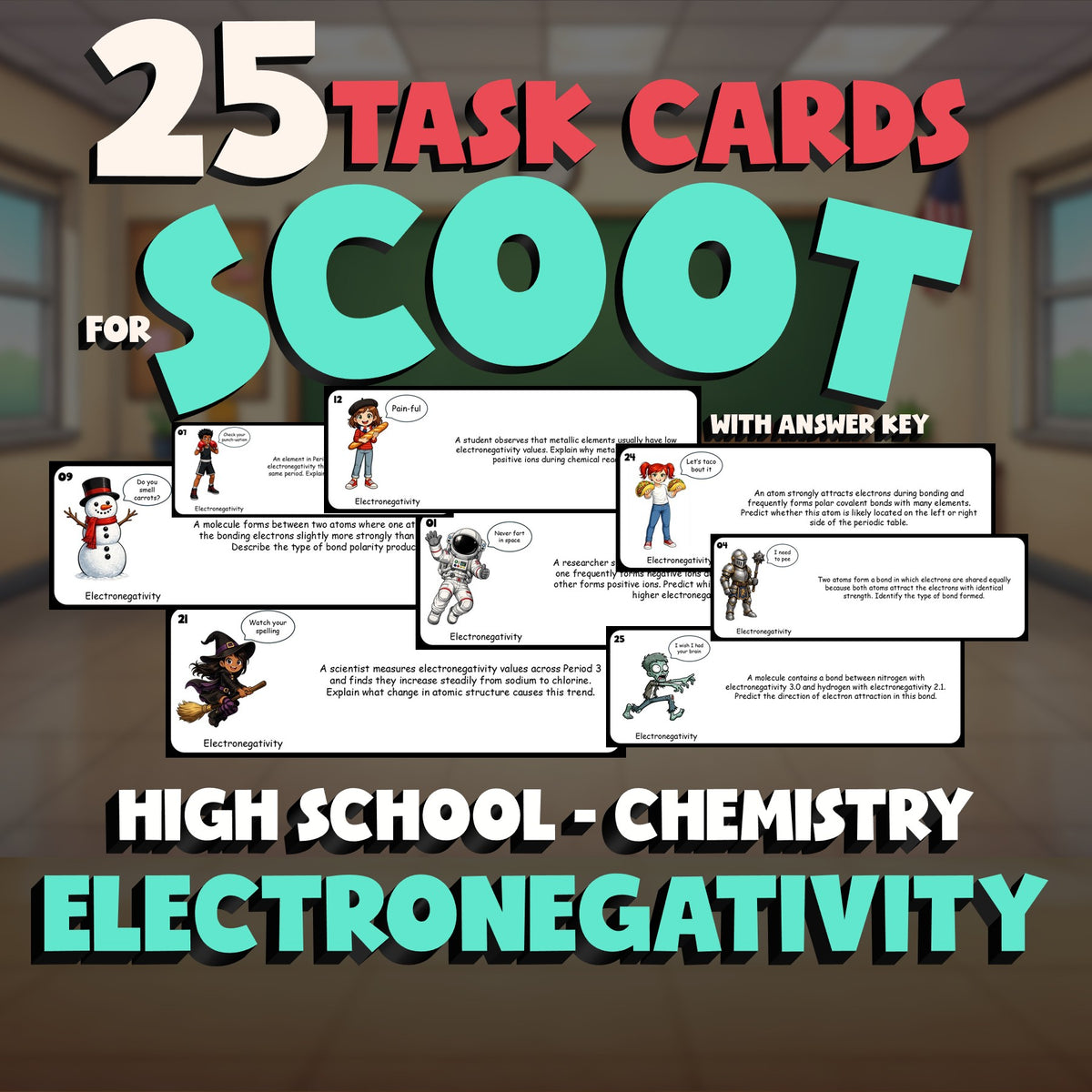 Electronegativity SCOOT TASK CARDS Science Game - No Prep Chemistry Review