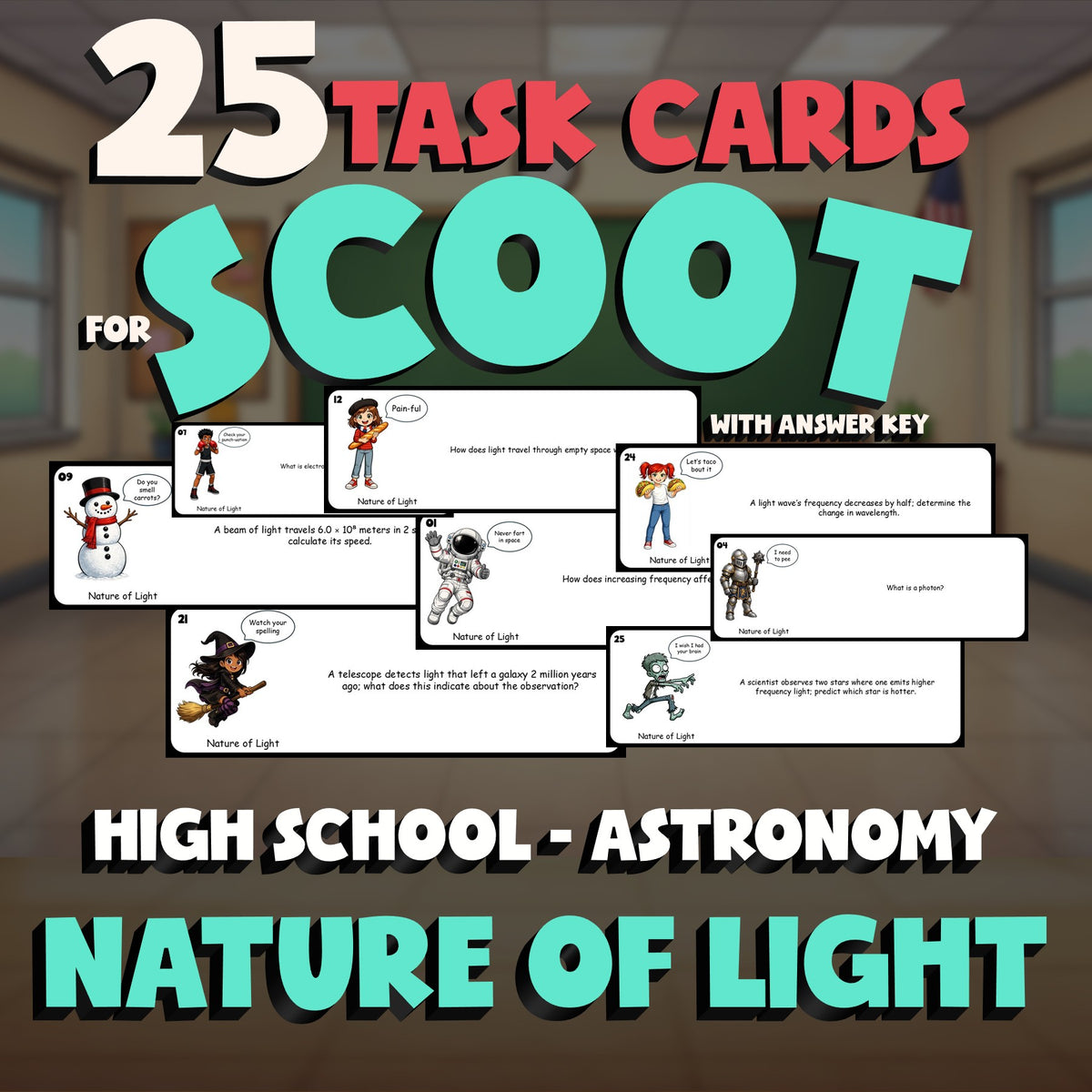 Nature of Light SCOOT TASK CARDS Science Game - No Prep Astronomy Review