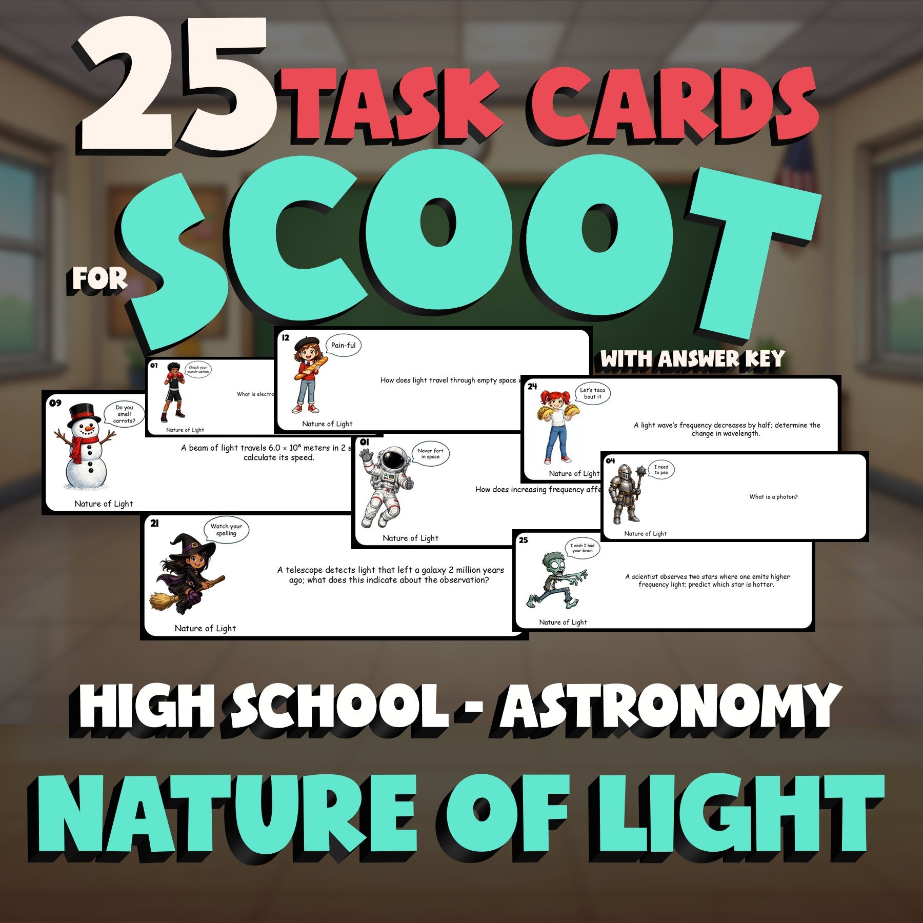 Nature of Light SCOOT TASK CARDS Science Game - No Prep Astronomy Review