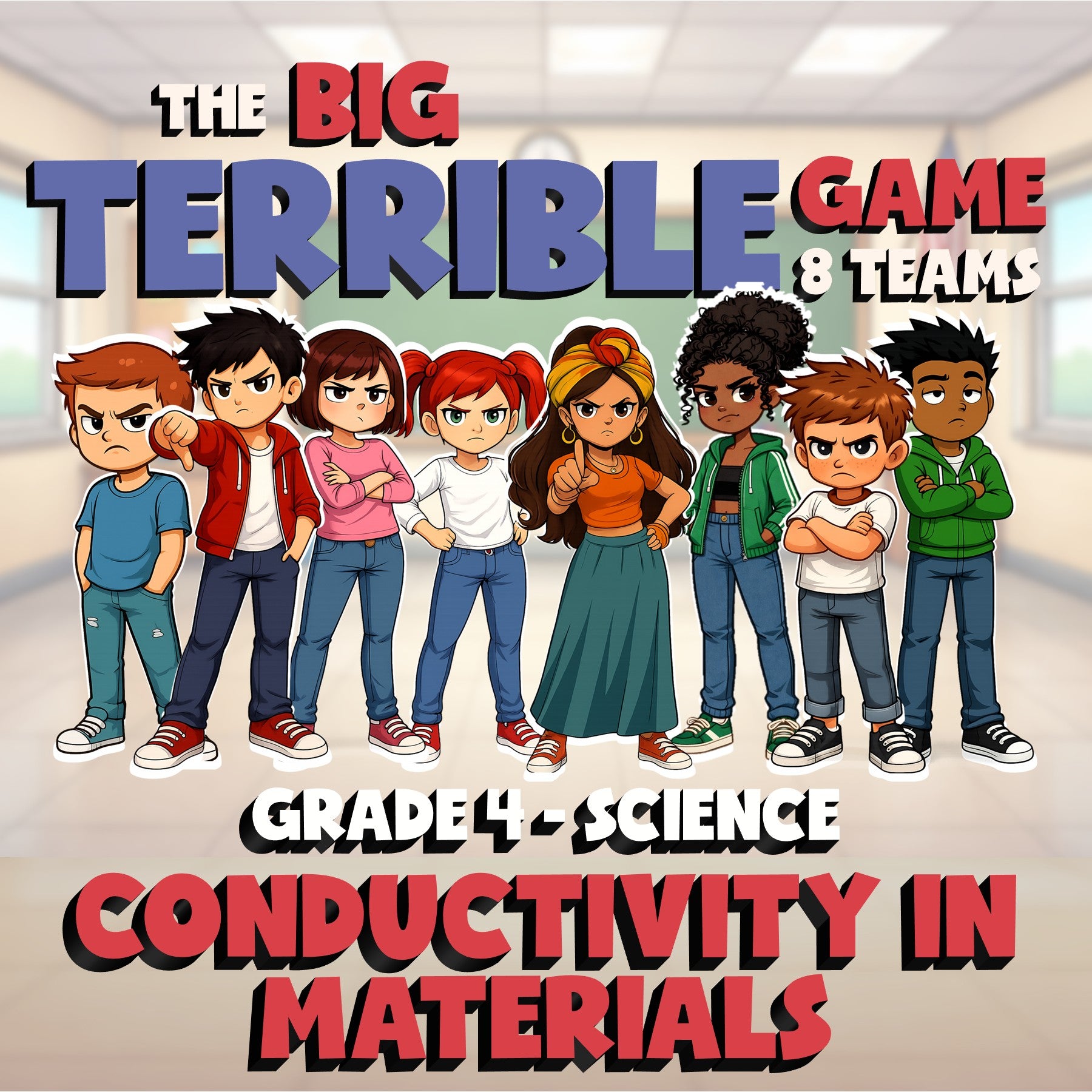 Conductivity in Materials BIG TERRIBLE GAME - No Prep Grade 4 Science Review