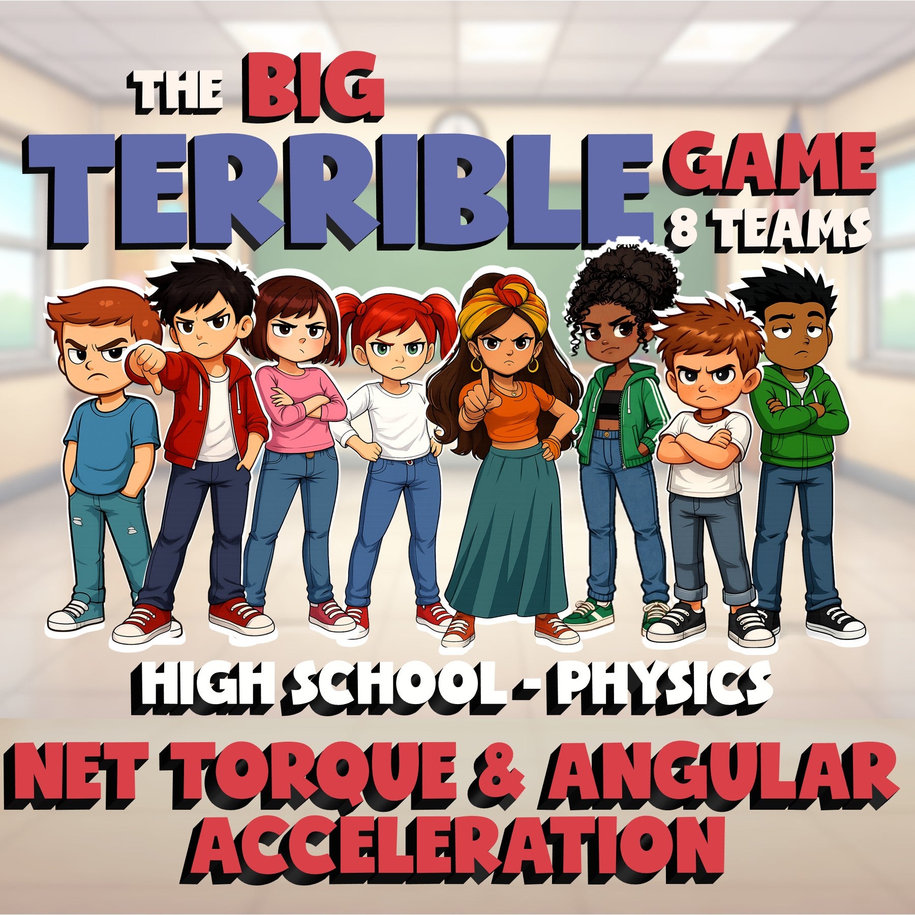 Net Torque & Angular Acceleration BIG TERRIBLE GAME - Physics Science Review