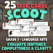 Evaluate Sentence Completeness & Clarity SCOOT TASK CARDS ELA Game - Grade 3