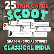 Classical India SCOOT TASK CARDS Socials Game - No Prep Grade 6 Review Activity
