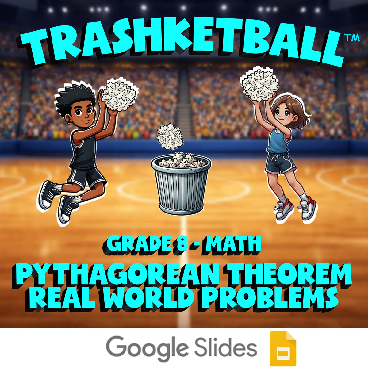 Pythagorean Theorem Real World Problems TRASHKETBALL Math Game - No Prep Grade 8