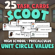 Unit Circle Values SCOOT TASK CARDS Math Game - No Prep PreCalculus Review