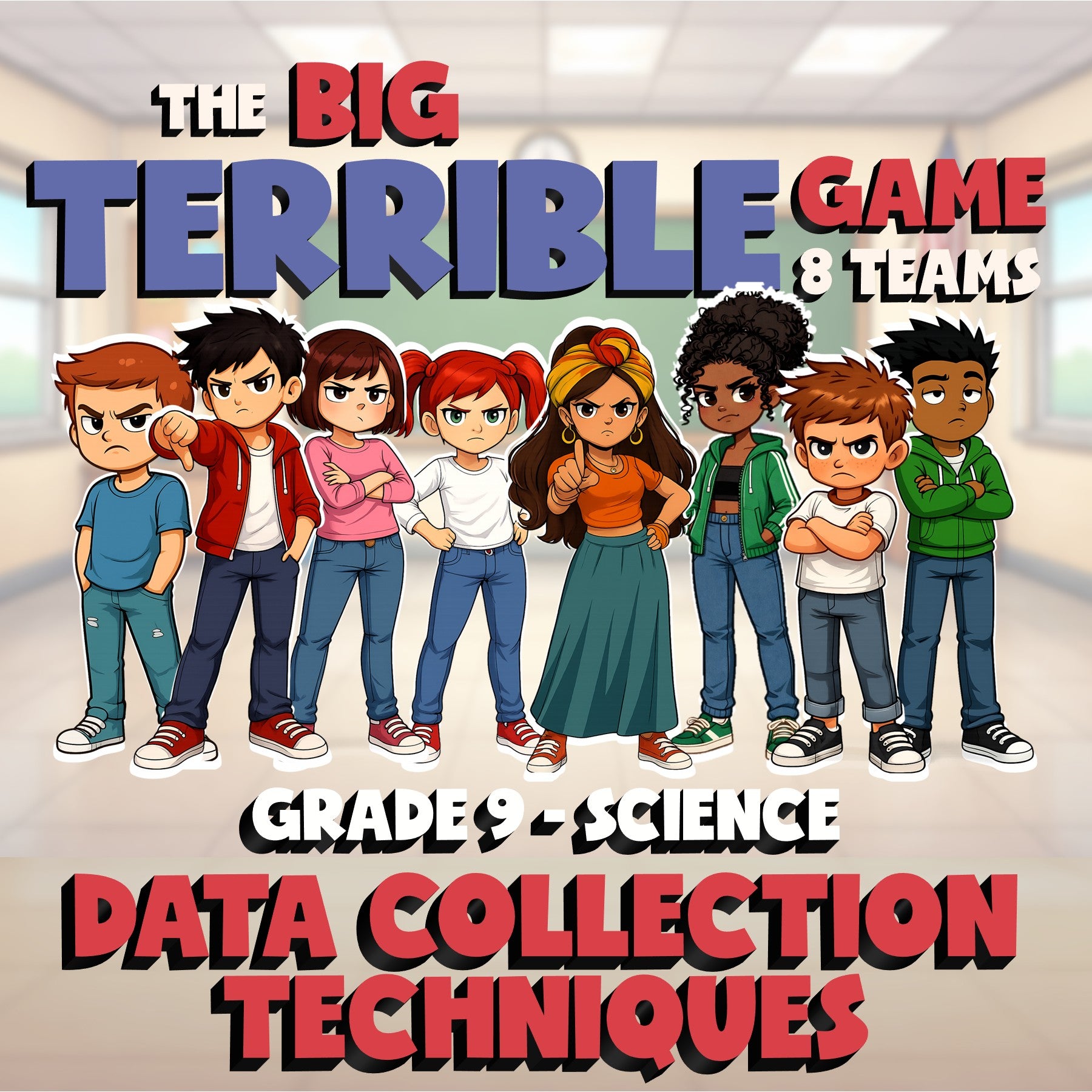 Data Collection Techniques BIG TERRIBLE GAME - No Prep Grade 9 Science Review