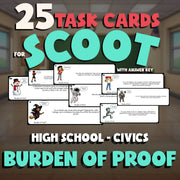 Burden of Proof SCOOT TASK CARDS Civics Game - No Prep Review Activity