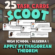 Apply Pythagorean Theorem SCOOT TASK CARDS Math Game - No Prep Algebra 1 Review