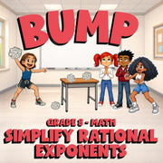 Simplify Rational Exponents BUMP Math Game - No Prep Grade 8 Review Activity