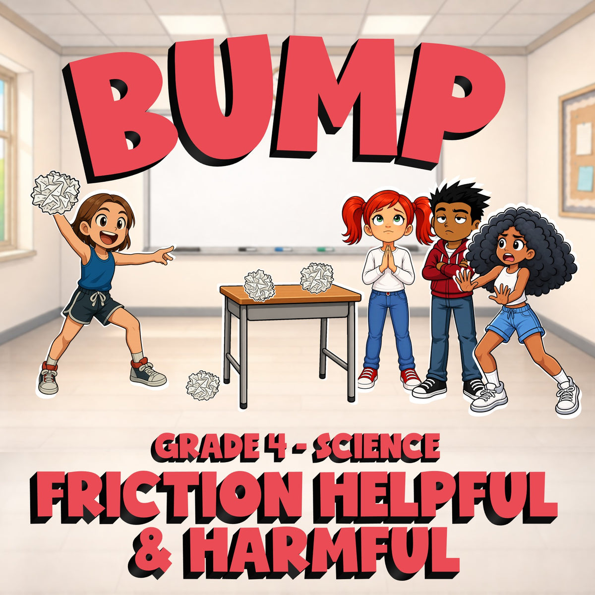 Friction Helpful & Harmful BUMP Science Game - No Prep Grade 4 Review Activity
