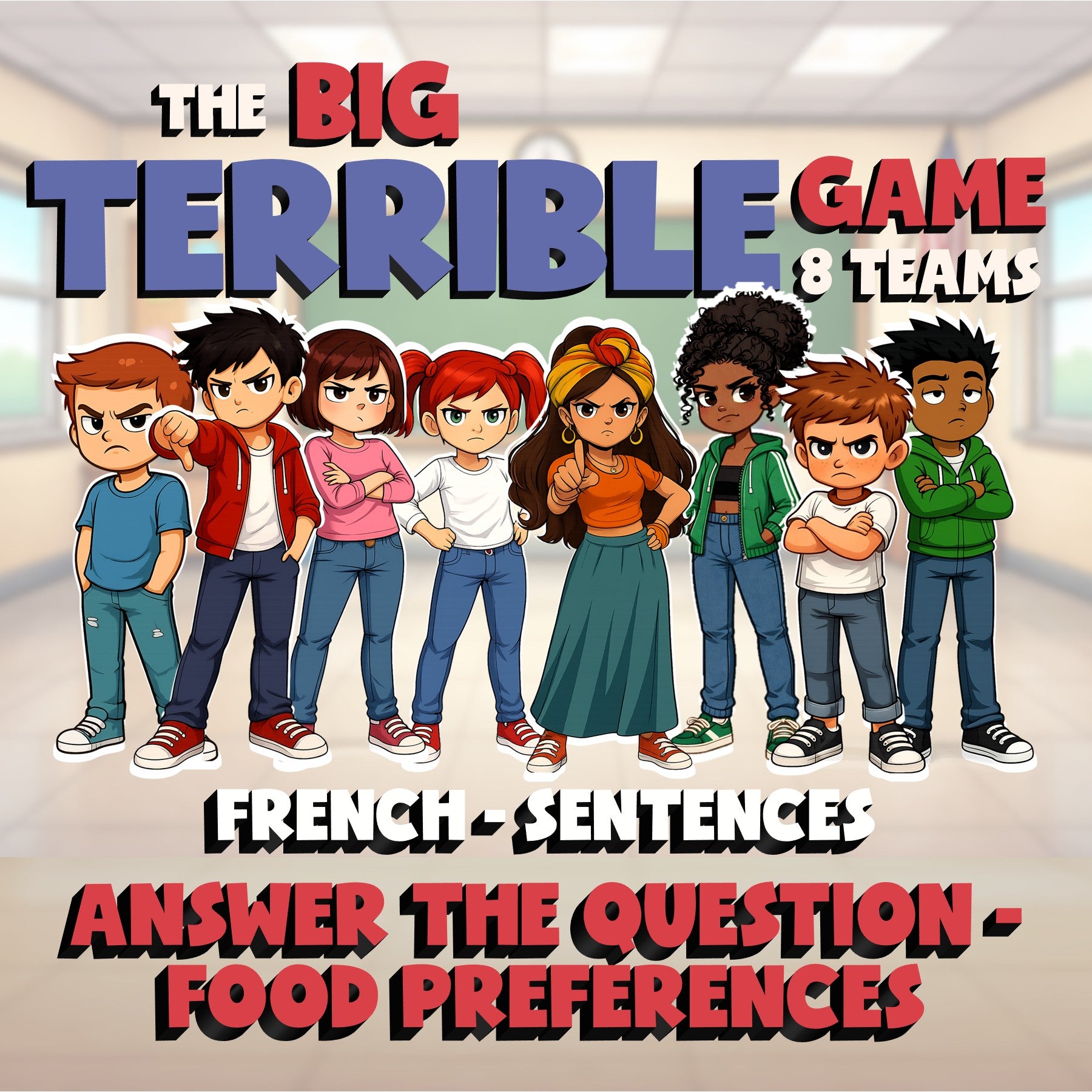 Answer the Question - Food Preferences BIG TERRIBLE GAME - French Exercise