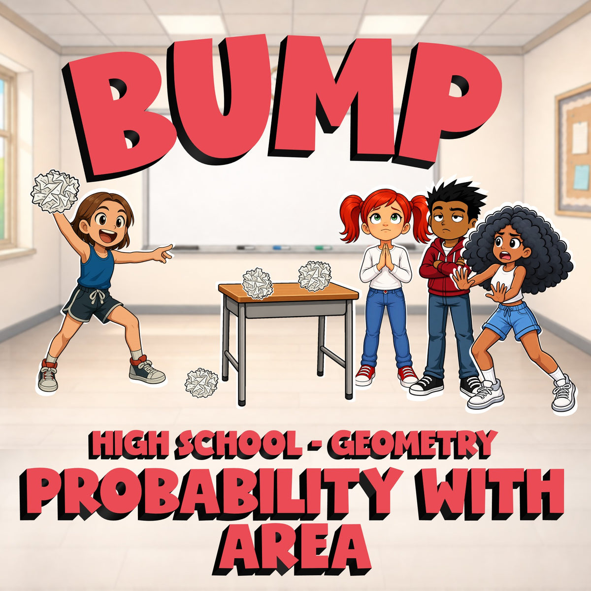 Probability with Area BUMP Math Game - No Prep Geometry Review Activity