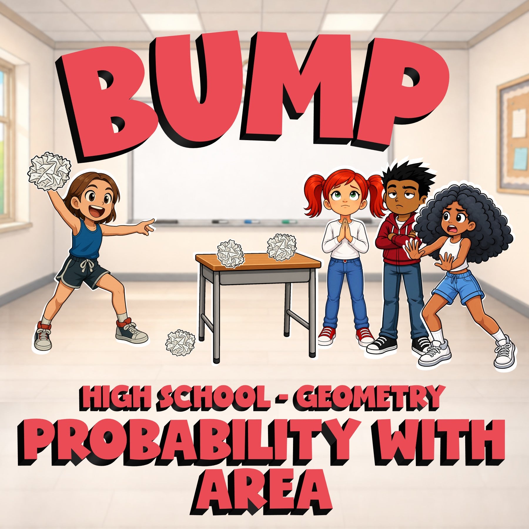 Probability with Area BUMP Math Game - No Prep Geometry Review Activity