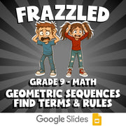 Geometric Sequences Find Terms & Rules FRAZZLED Math Game - No Prep Grade 9
