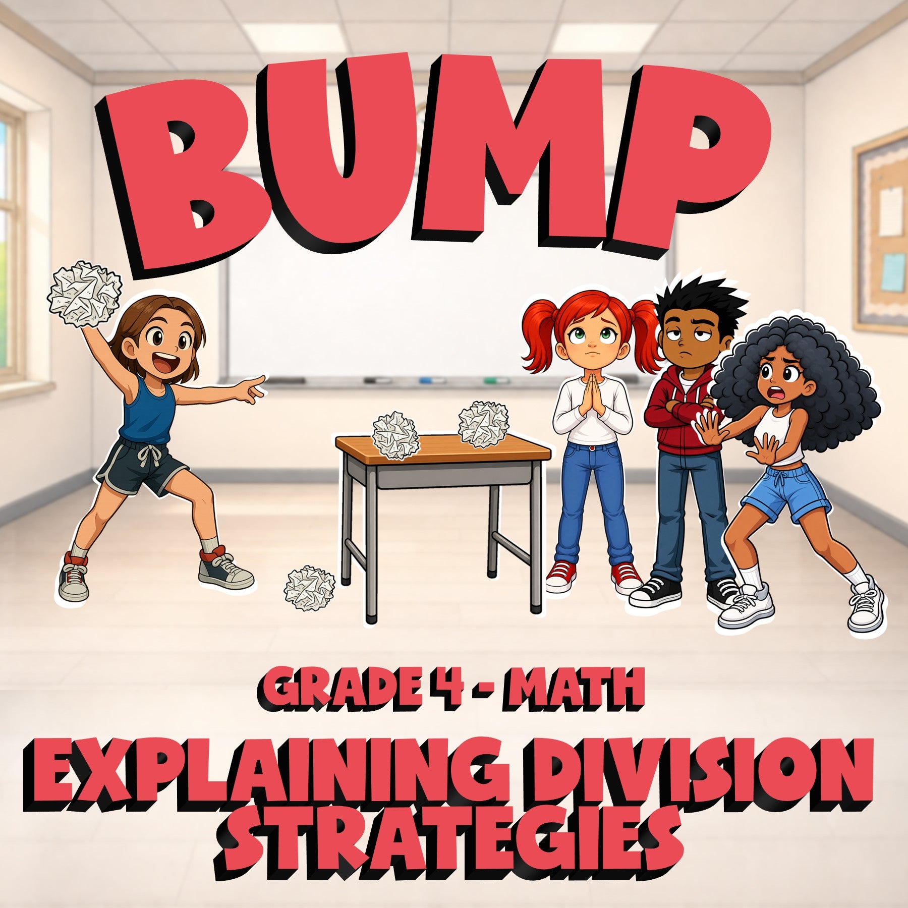 Explaining Division Strategies BUMP Math Game - No Prep Grade 4 Review Activity