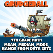 Mean, Median, Mode, Range from Data Sets GRUDGEBALL Math Game - No Prep Grade 9