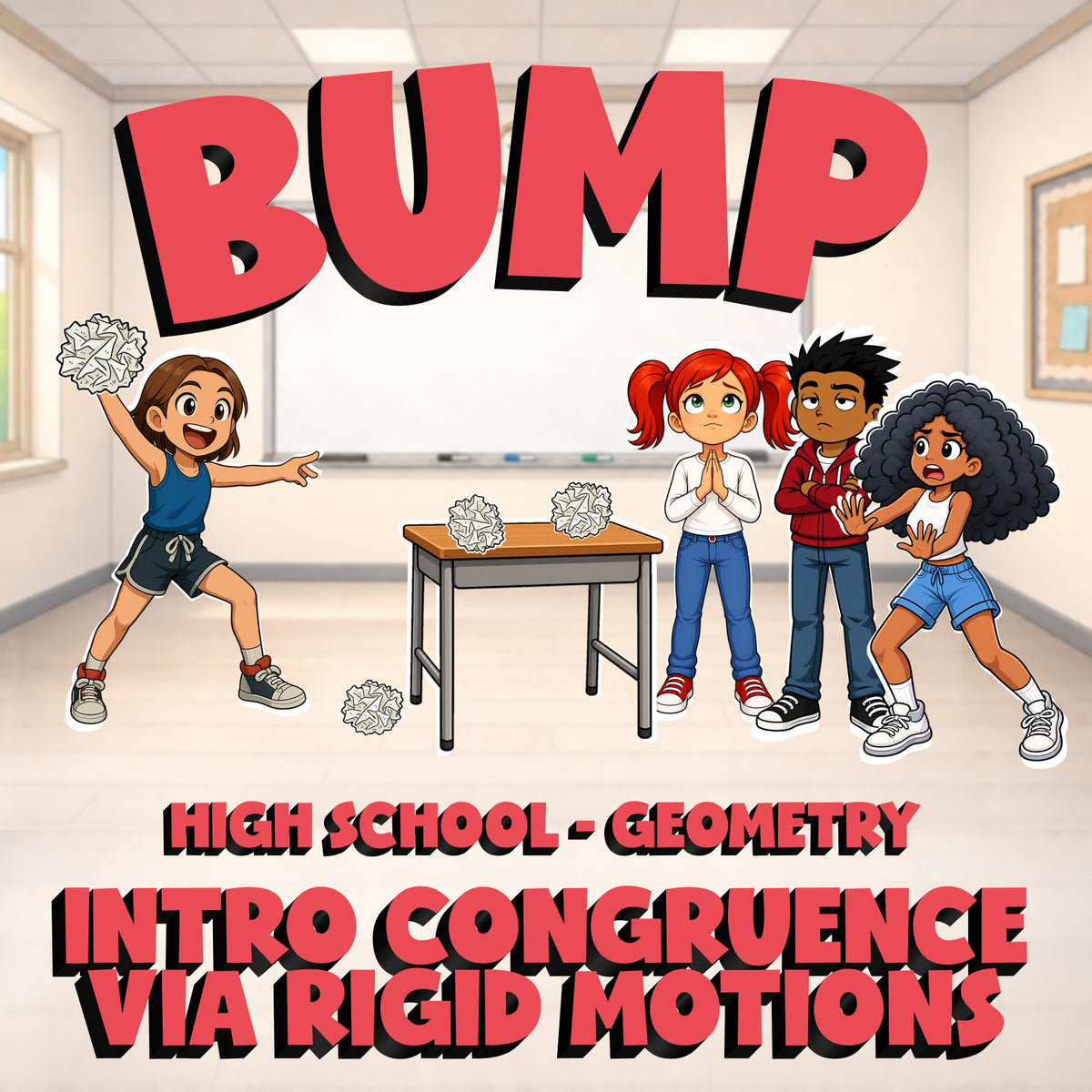 Intro Congruence via Rigid Motions BUMP Math Game - No Prep Geometry Review