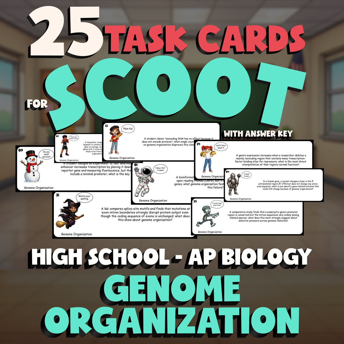 Genome Organization SCOOT TASK CARDS Science Game - No Prep AP Biology Review