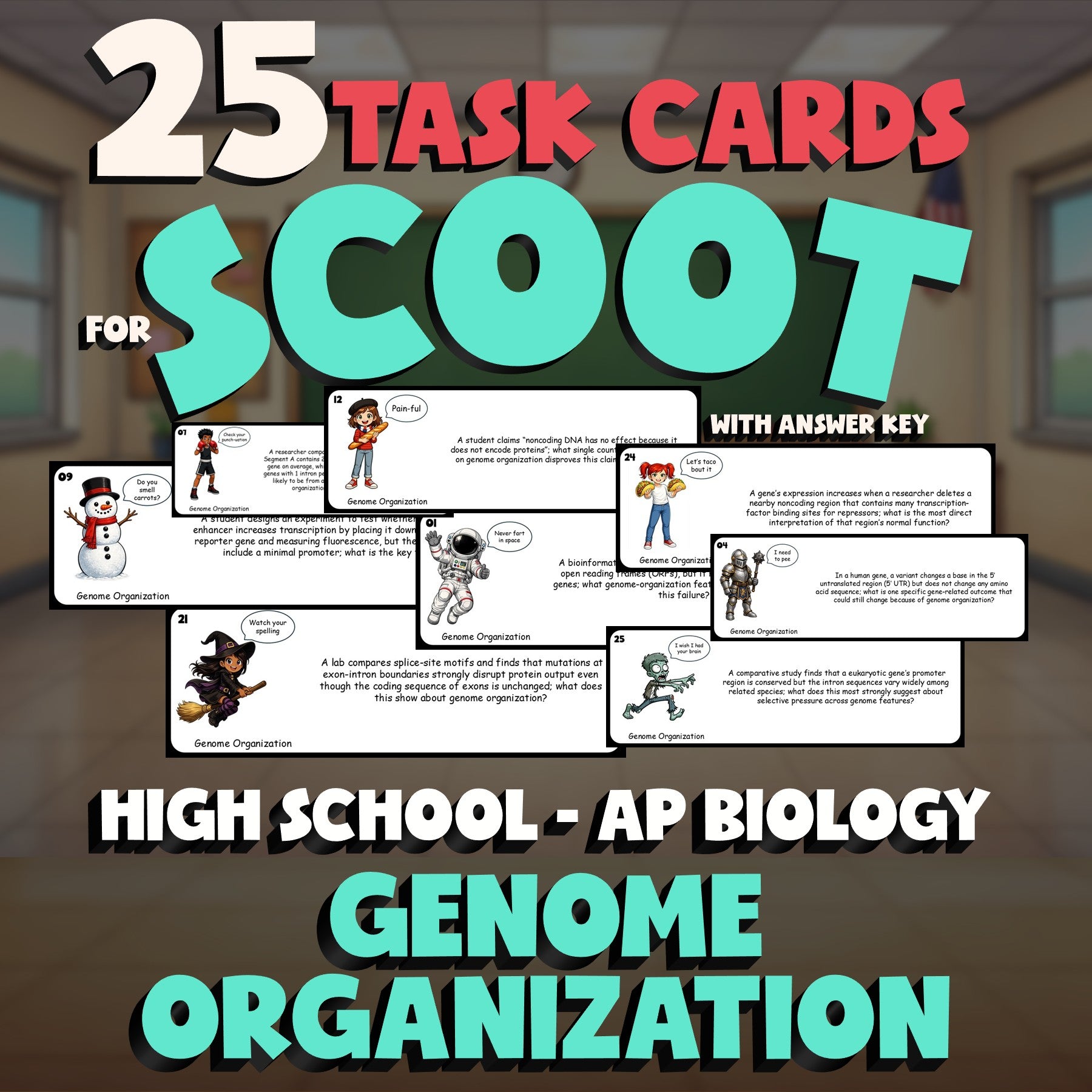 Genome Organization SCOOT TASK CARDS Science Game - No Prep AP Biology Review