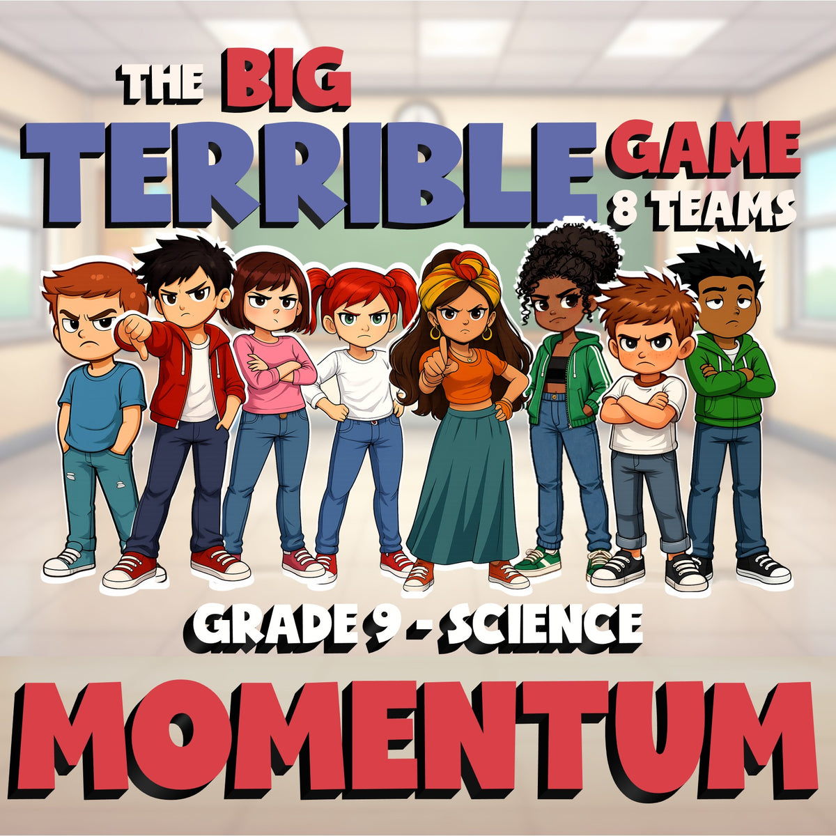 Momentum BIG TERRIBLE GAME - No Prep Grade 9 Science Review Activity