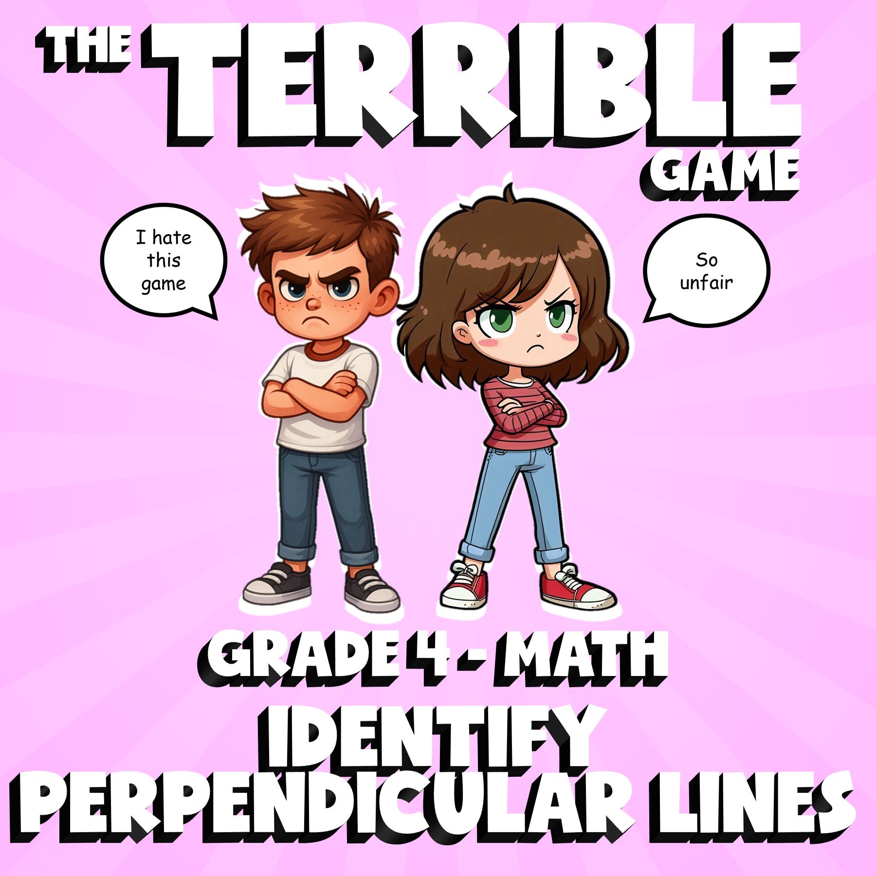 Identify Perpendicular Lines THE TERRIBLE GAME - No Prep Grade 4 Math Review
