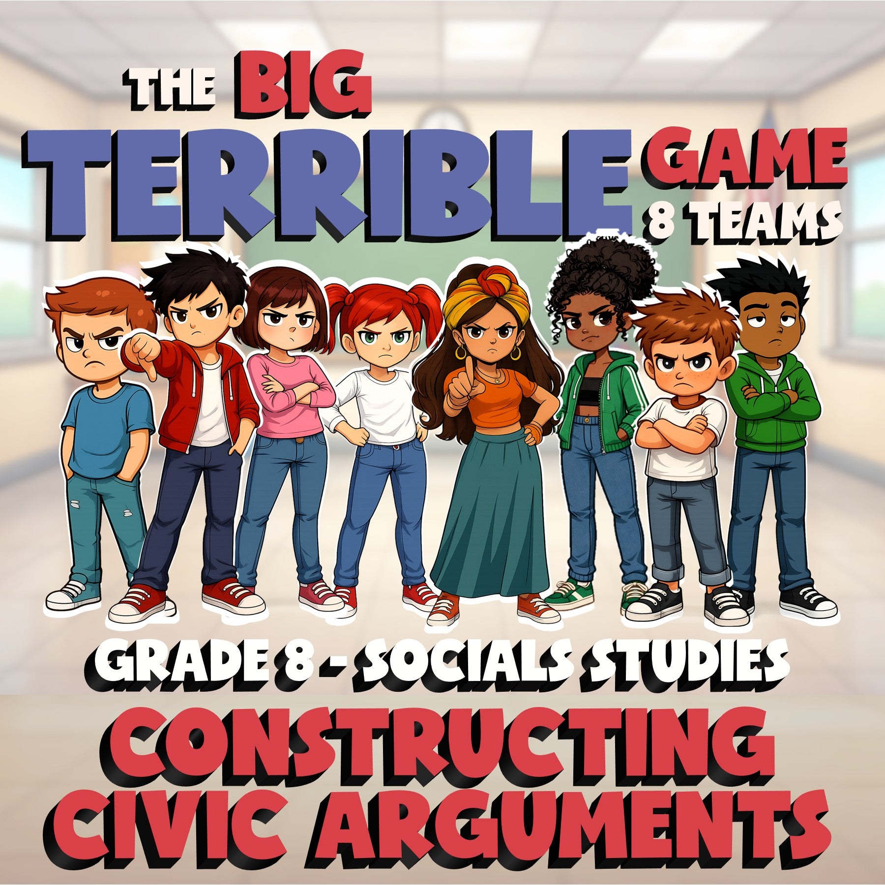 Constructing Civic Arguments BIG TERRIBLE GAME - No Prep Grade 8 Socials Review