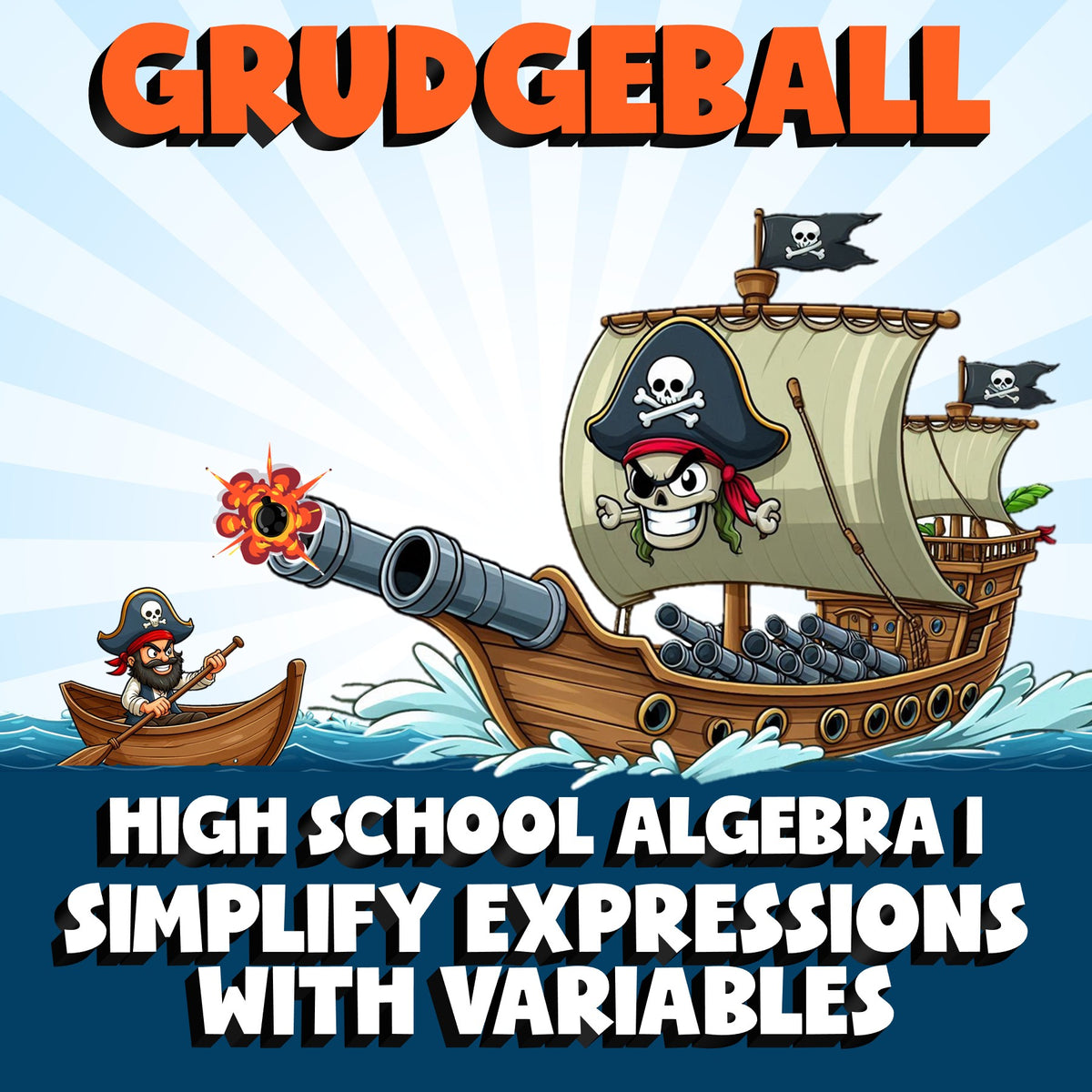 Simplify Expressions with Variables GRUDGEBALL Math Game - No Prep Algebra 1