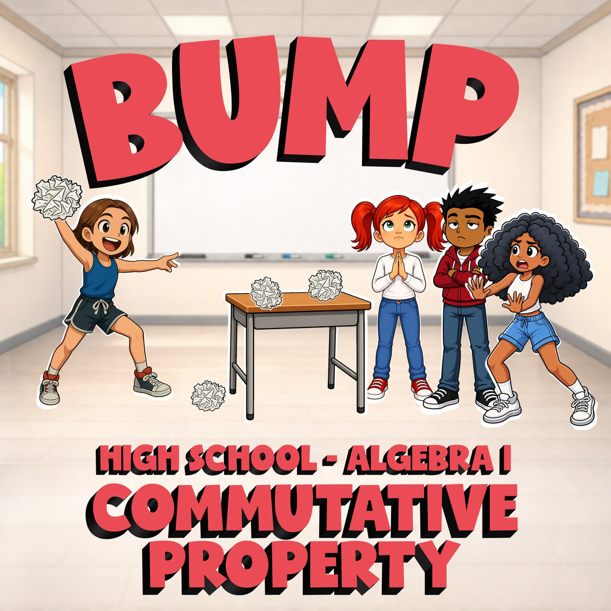 Commutative Property BUMP Math Game - No Prep Algebra 1 Review Activity