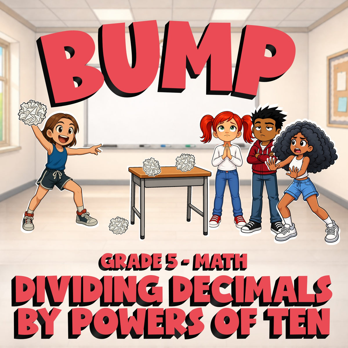 Dividing Decimals by Powers of Ten BUMP Math Game - No Prep Grade 5 Review