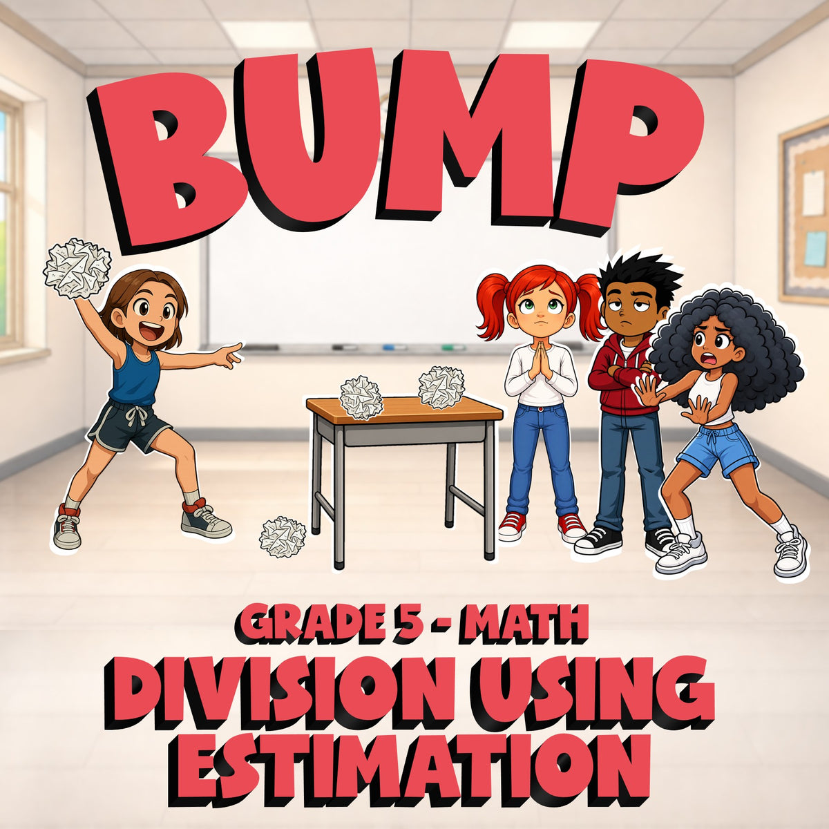 Division Using Estimation BUMP Math Game - No Prep Grade 5 Review Activity