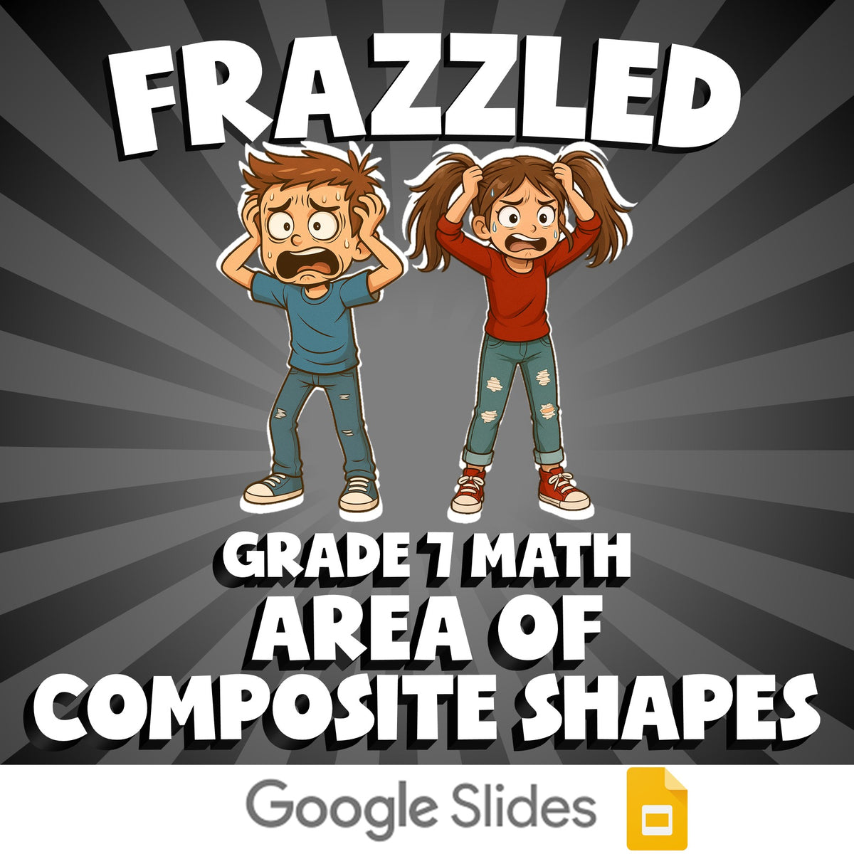 Area of Composite Shapes FRAZZLED Math Game - No Prep Grade 7 Review Activity