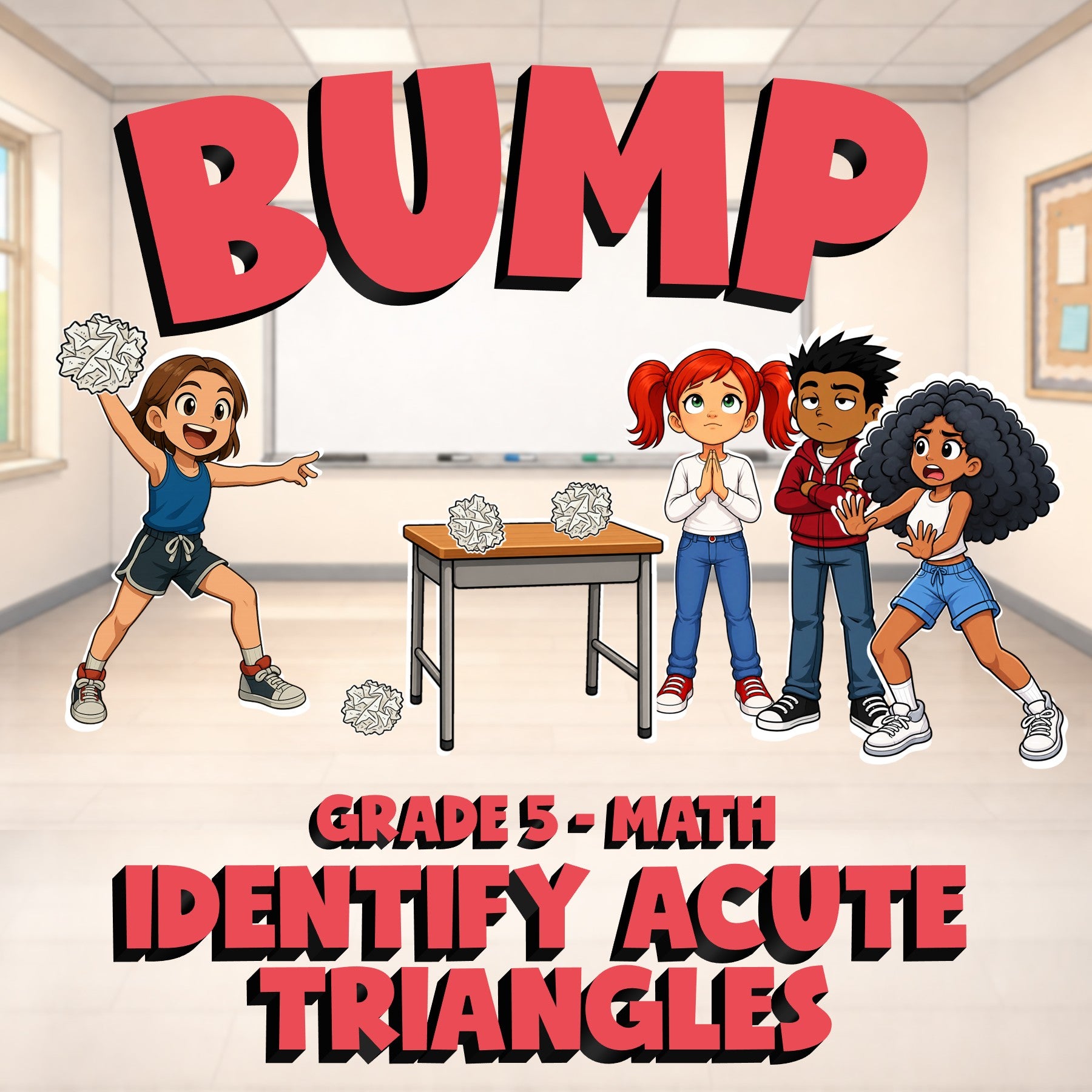 Identify Acute Triangles BUMP Math Game - No Prep Grade 5 Review Activity