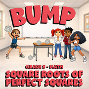 Square Roots of Perfect Squares BUMP Math Game - No Prep Grade 8 Review Activity