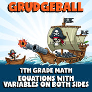 Equations with Variables on Both Sides GRUDGEBALL Math Game - No Prep Grade 7