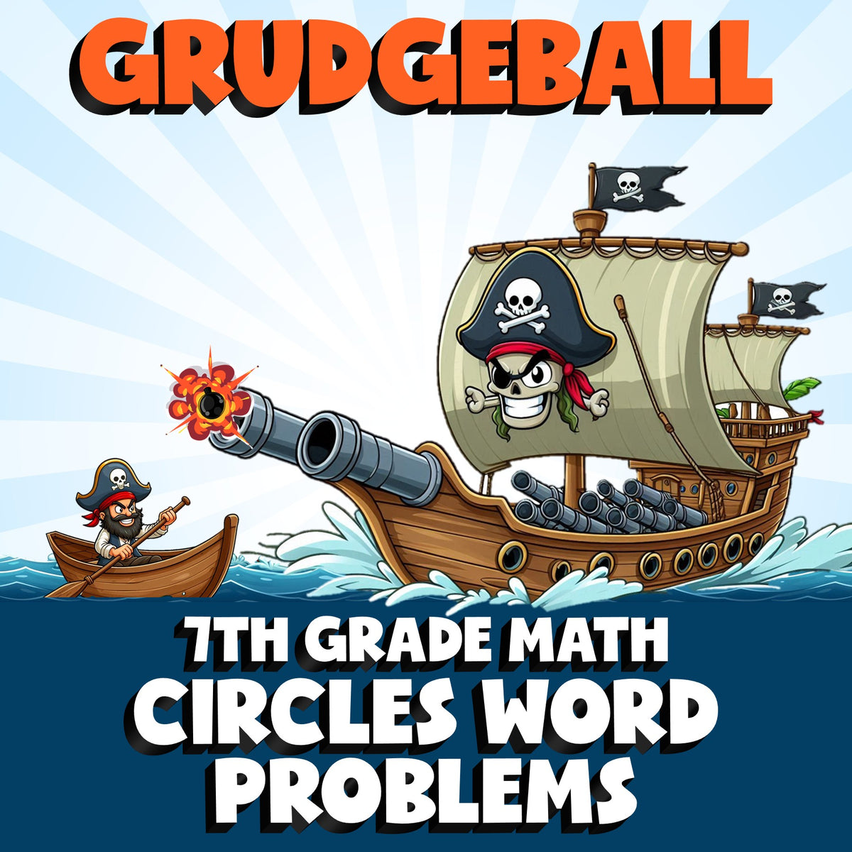 Circles Word Problems GRUDGEBALL Math Game - No Prep Grade 7 Review Activity