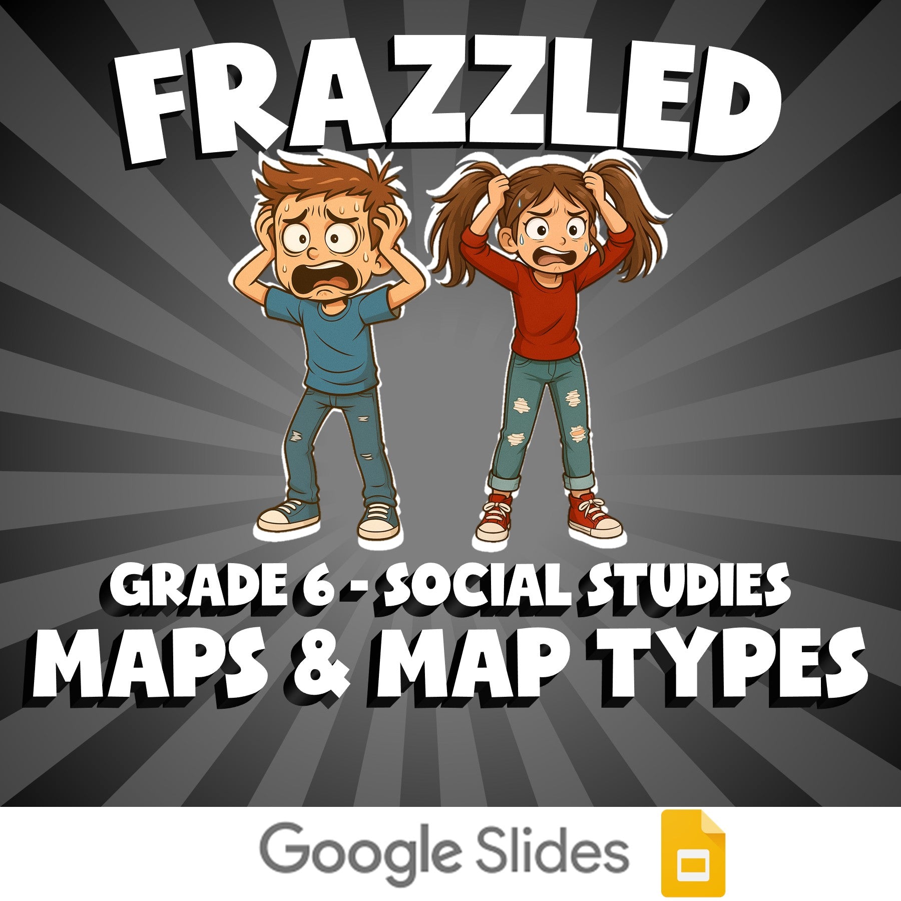 Maps & Map Types FRAZZLED Socials Game - No Prep Grade 6 Review Activity