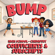 Coefficients & Subscripts BUMP Science Game - No Prep Chemistry Review Activity