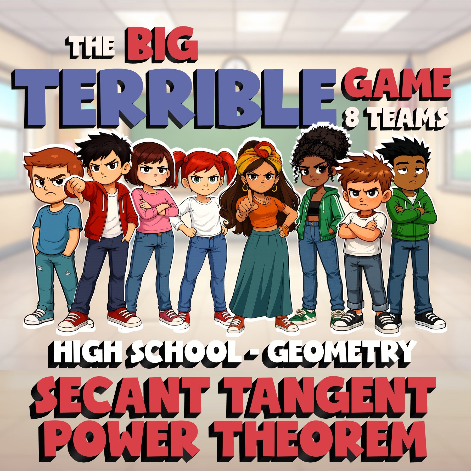 Secant Tangent Power Theorem BIG TERRIBLE GAME - No Prep Geometry Math Review