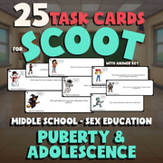 Puberty & Adolescence SCOOT TASK CARDS Game - Middle School Sex Education