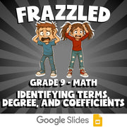 Identifying Terms, Degree, and Coefficients FRAZZLED Math Game - No Prep Grade 9