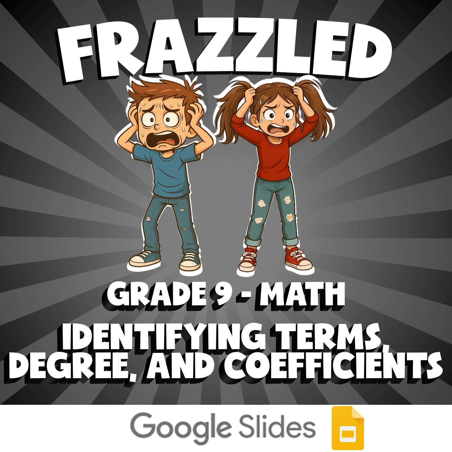 Identifying Terms, Degree, and Coefficients FRAZZLED Math Game - No Prep Grade 9