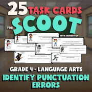 Identify Punctuation Errors SCOOT TASK CARDS ELA Game - No Prep Grade 4 Review